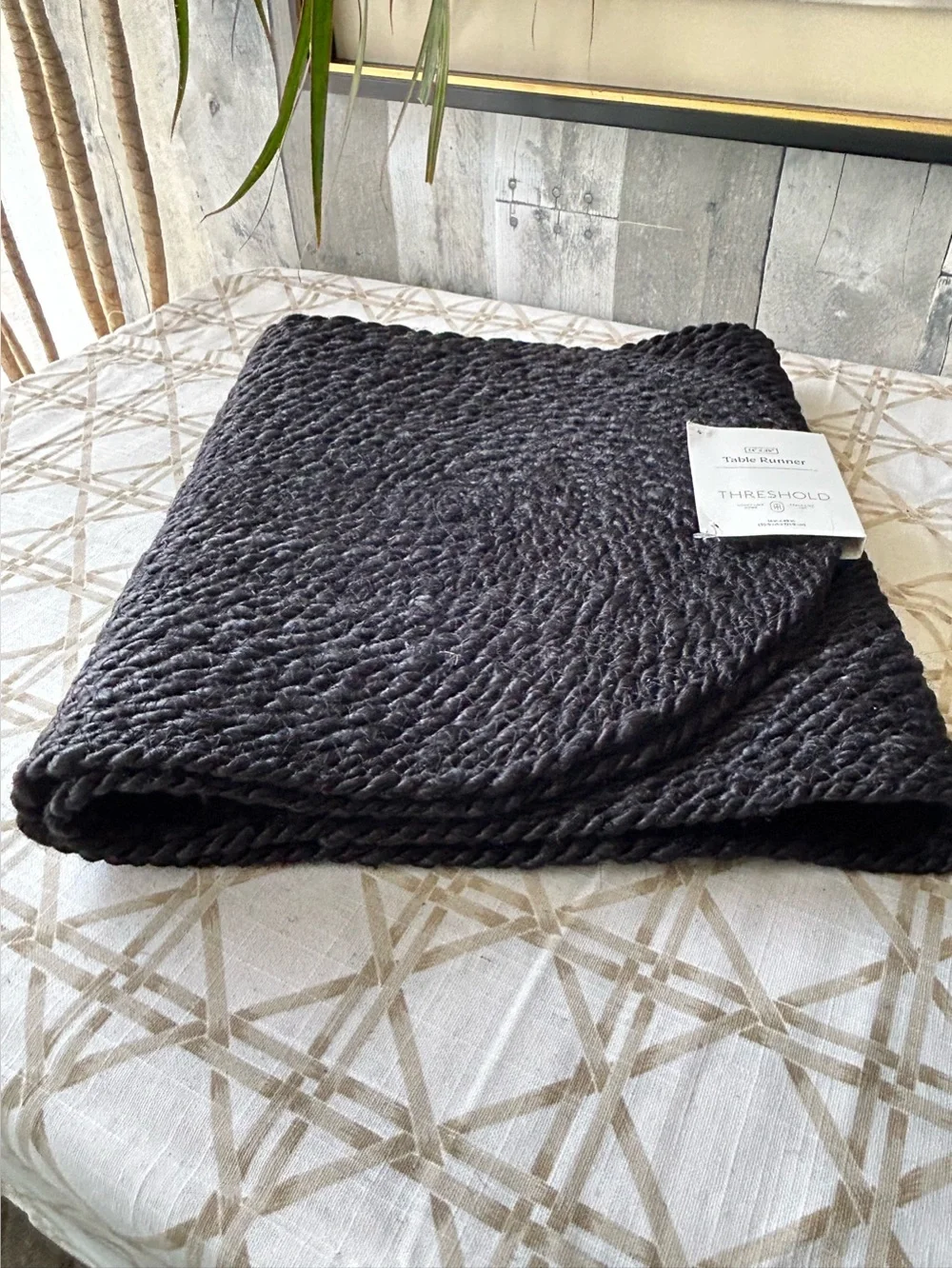 🌴Sleek Threshold Black Jute Braided Oval Table Runner | Oblong | Target